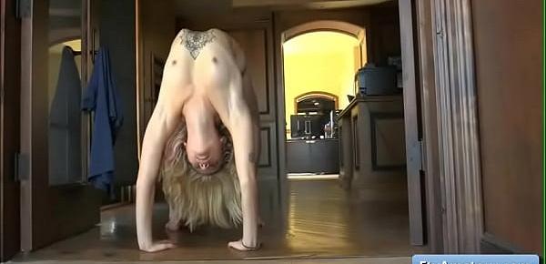  Lovely blonde young amateur cutie Arya dance naked in her house and reveal her amazing smoking body